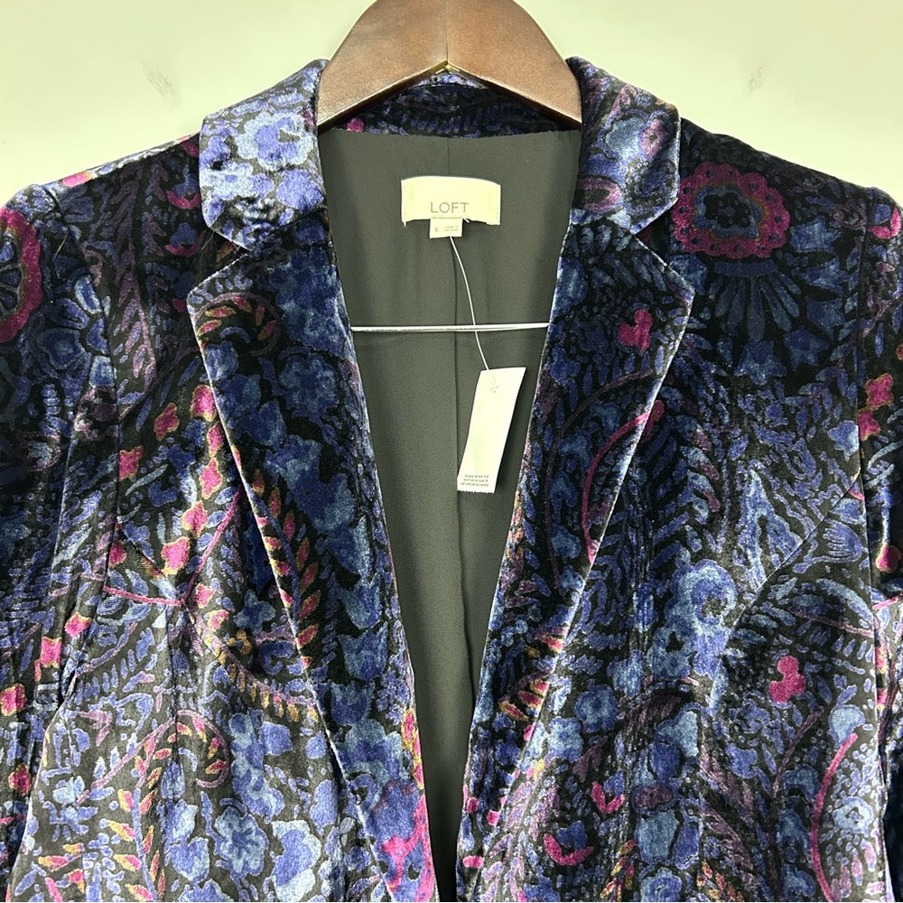 LOFT Purple Floral Velvet Blazer - Picture 3 of 8